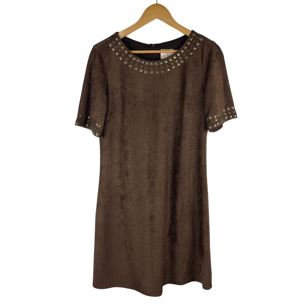 NWT Julie Brown JB Brown Faux Suede A line Mini Dress Brass Studs Women's Large